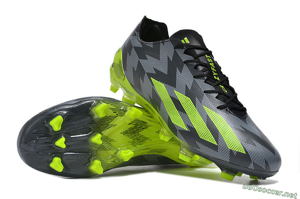 Men's Adidas X Crazyfast+ FG Football Boots - Black/Grey/Green 3