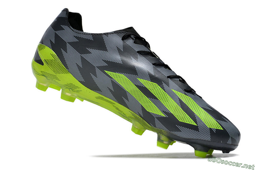 Men's Adidas X Crazyfast+ FG Football Boots - Black/Grey/Green 4