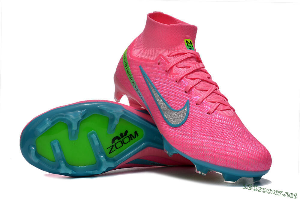 Unisex Nike Air Zoom Mercurial Superfly 9 Elite FG Football Boots - Pink/Silver/Blue/Yellow 1