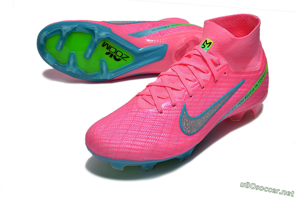 Unisex Nike Air Zoom Mercurial Superfly 9 Elite FG Football Boots - Pink/Silver/Blue/Yellow 3