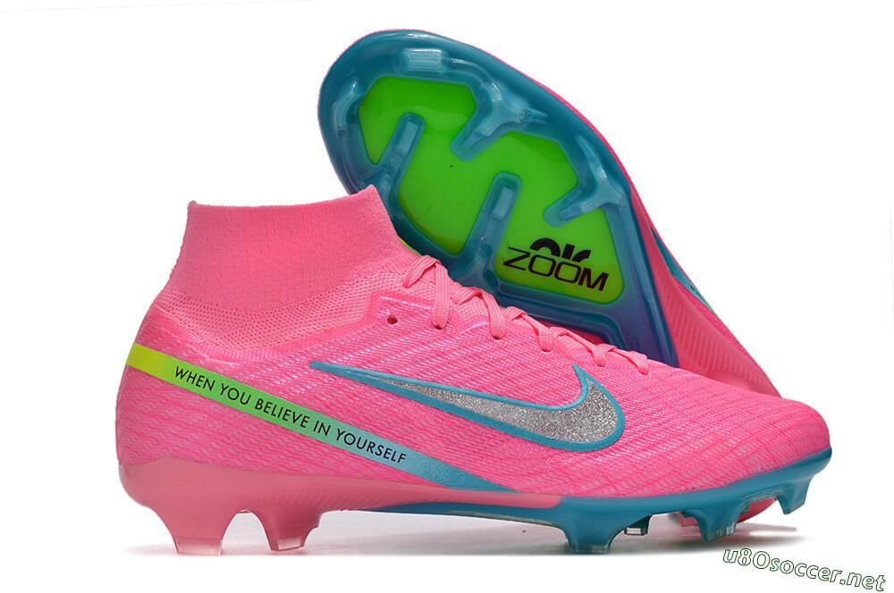 Unisex Nike Air Zoom Mercurial Superfly 9 Elite FG Football Boots - Pink/Silver/Blue/Yellow 2