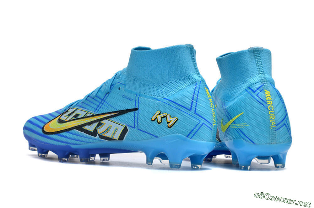Unisex Nike Air Zoom Mercurial Superfly 9 Elite FG Football Boots - Blue/Black/Yellow 4