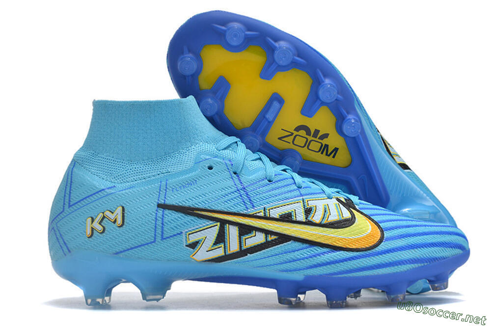 Unisex Nike Air Zoom Mercurial Superfly 9 Elite FG Football Boots - Blue/Black/Yellow 2
