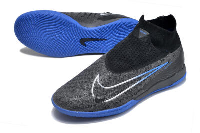 Men's Nike Phantom GX Elite DF Link IC Football Shoes - Grey/Black/Blue