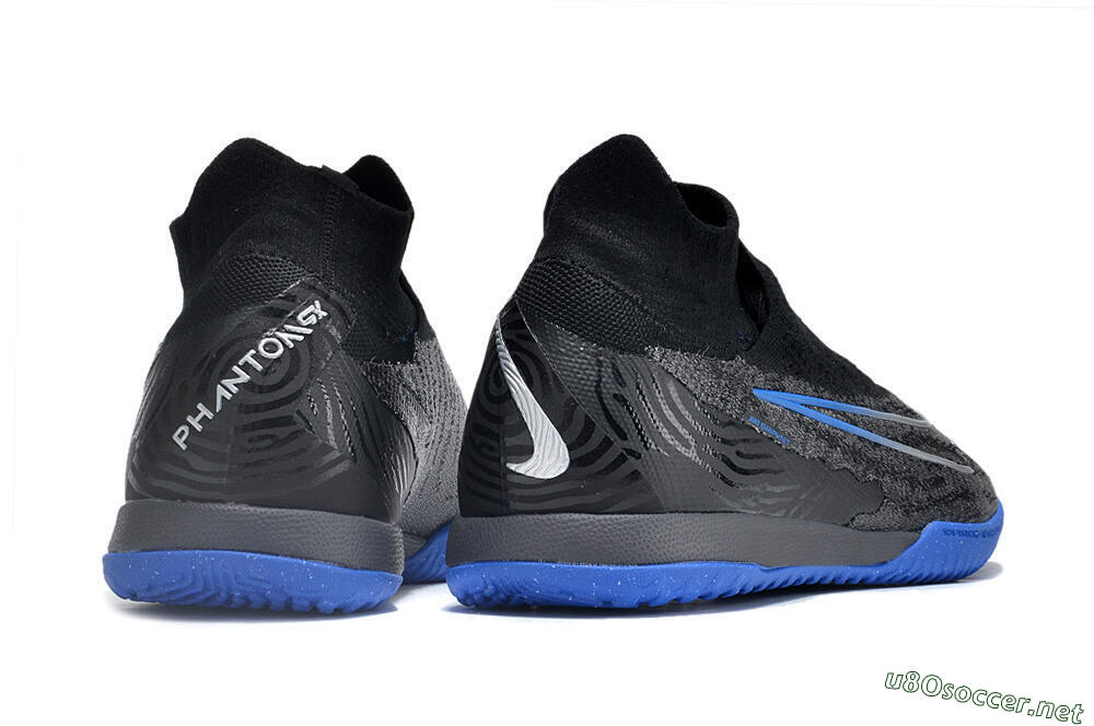 Men's Nike Phantom GX Elite DF Link IC Football Shoes - Grey/Black/Blue 6