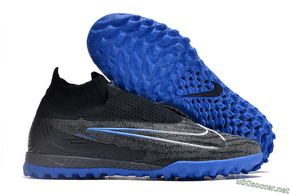 Men's Nike Phantom GX Elite DF Link TF Football Shoes - Grey/Black/Blue 2