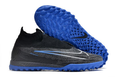 Men's Nike Phantom GX Elite DF Link TF Football Shoes - Grey/Black/Blue