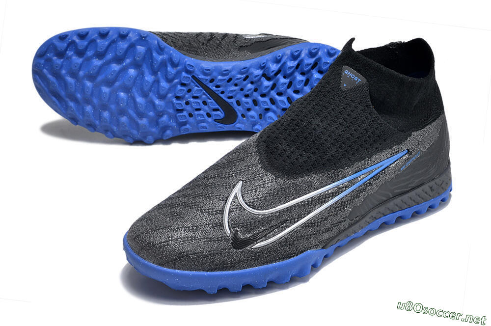 Men's Nike Phantom GX Elite DF Link TF Football Shoes - Grey/Black/Blue 3