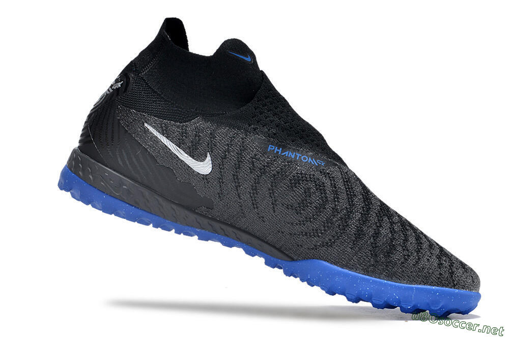 Men's Nike Phantom GX Elite DF Link TF Football Shoes - Grey/Black/Blue 4