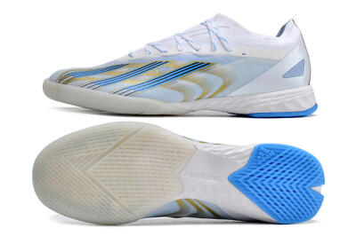 Men's Adidas X Crazyfast.1 IC Football Shoes - White/Blue/Gold
