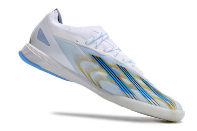 Men's Adidas X Crazyfast.1 IC Football Shoes - White/Blue/Gold