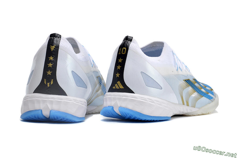 Men's Adidas X Crazyfast.1 IC Football Shoes - White/Blue/Gold 6