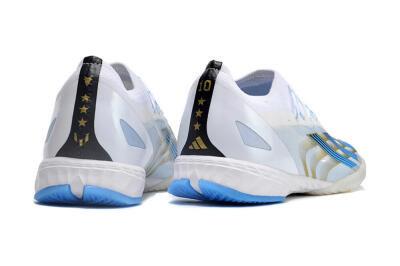 Men's Adidas X Crazyfast.1 IC Football Shoes - White/Blue/Gold