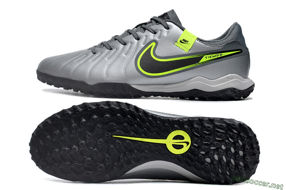 Men's Nike Tiempo Legend 10 Academy TF Football Shoes - Silver/Grey/Yellow 1