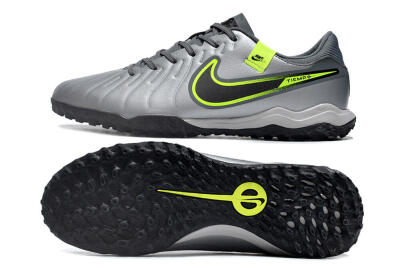 Men's Nike Tiempo Legend 10 Academy TF Football Shoes - Silver/Grey/Yellow