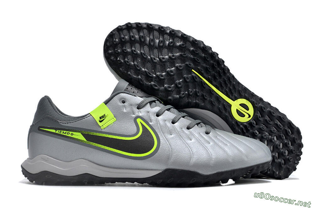 Men's Nike Tiempo Legend 10 Academy TF Football Shoes - Silver/Grey/Yellow 2