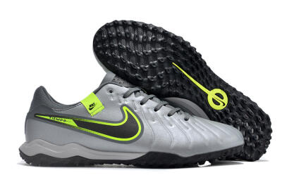 Men's Nike Tiempo Legend 10 Academy TF Football Shoes - Silver/Grey/Yellow