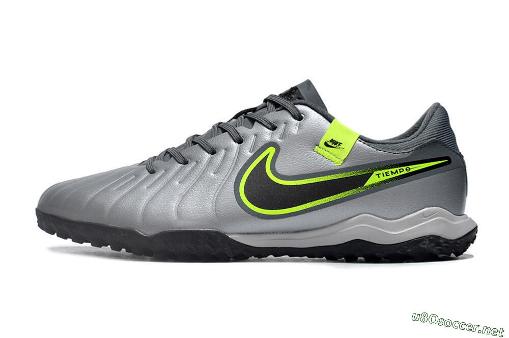 Men's Nike Tiempo Legend 10 Academy TF Football Shoes - Silver/Grey/Yellow 0