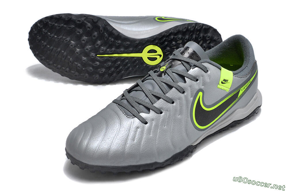 Men's Nike Tiempo Legend 10 Academy TF Football Shoes - Silver/Grey/Yellow 3