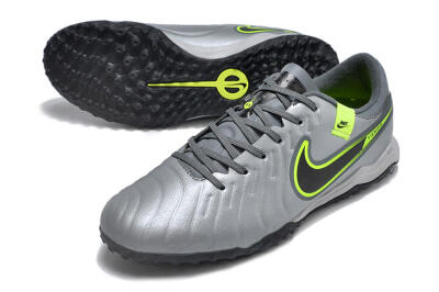 Men's Nike Tiempo Legend 10 Academy TF Football Shoes - Silver/Grey/Yellow
