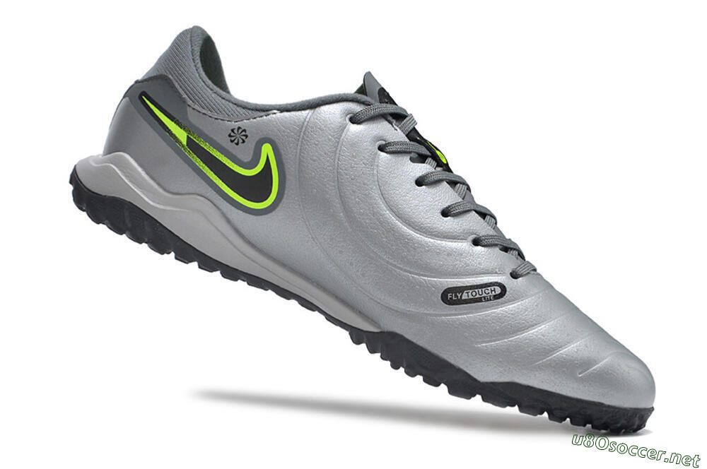 Men's Nike Tiempo Legend 10 Academy TF Football Shoes - Silver/Grey/Yellow 4