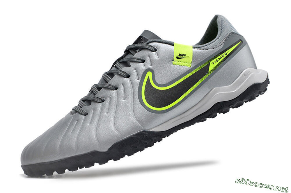 Men's Nike Tiempo Legend 10 Academy TF Football Shoes - Silver/Grey/Yellow 5