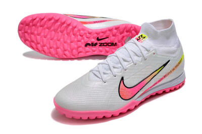 Men's Nike Air Zoom Mercurial Superfly 9 Elite TF Football Shoes - White/Pink/Black/Green