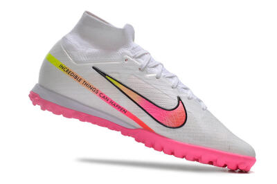 Men's Nike Air Zoom Mercurial Superfly 9 Elite TF Football Shoes - White/Pink/Black/Green