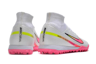 Men's Nike Air Zoom Mercurial Superfly 9 Elite TF Football Shoes - White/Pink/Black/Green