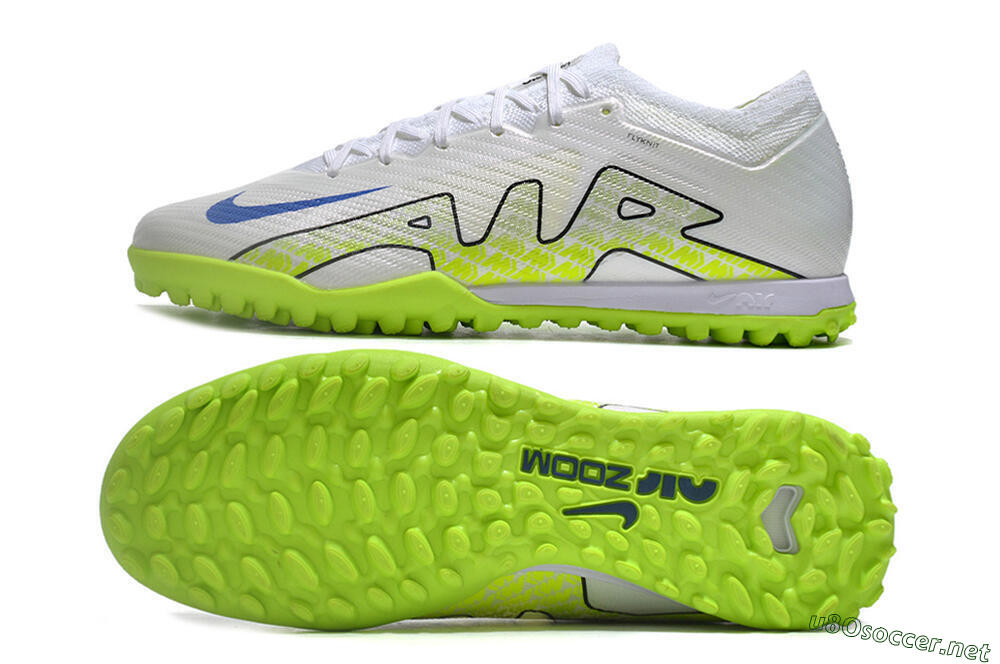 Men's Nike Air Zoom Mercurial Vapor 15 Elite TF Football Shoes - White/Blue/Yellow 1