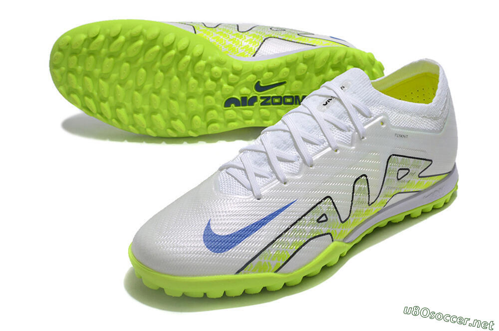 Men's Nike Air Zoom Mercurial Vapor 15 Elite TF Football Shoes - White/Blue/Yellow 3