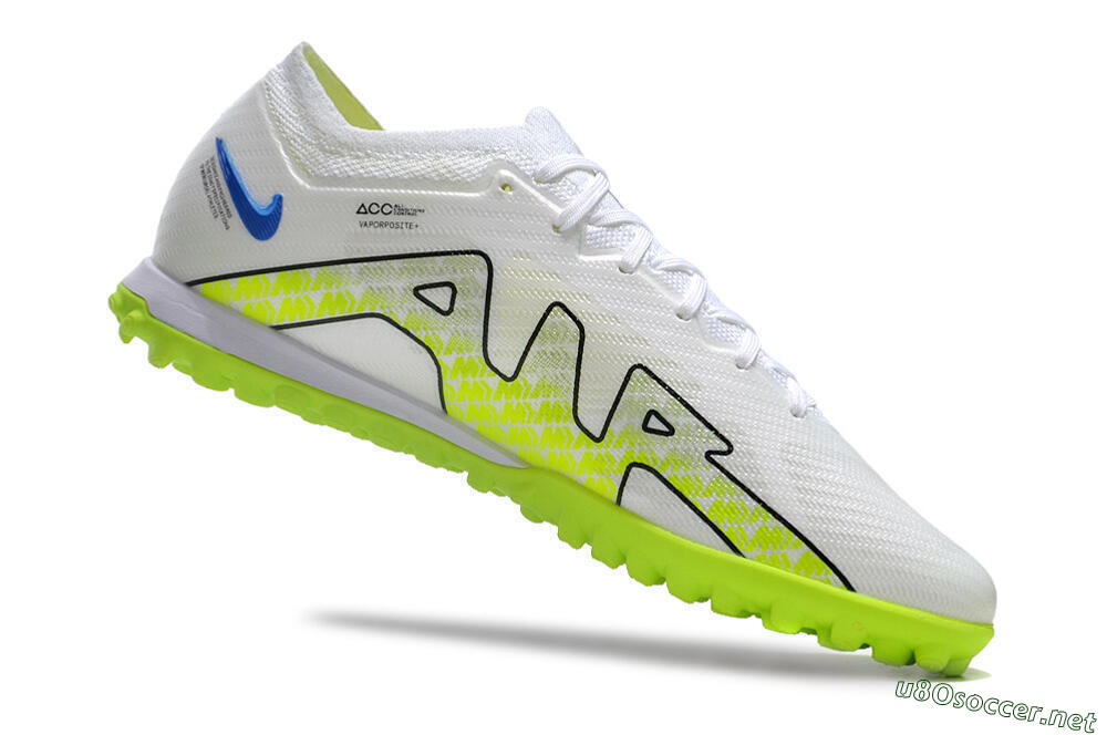 Men's Nike Air Zoom Mercurial Vapor 15 Elite TF Football Shoes - White/Blue/Yellow 4