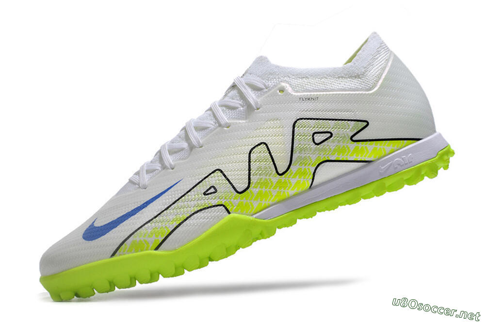 Men's Nike Air Zoom Mercurial Vapor 15 Elite TF Football Shoes - White/Blue/Yellow 5