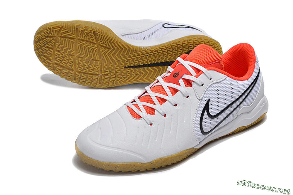 Men's Nike Tiempo Legend 10 Academy IC Football Shoes - White/Black/Red 3