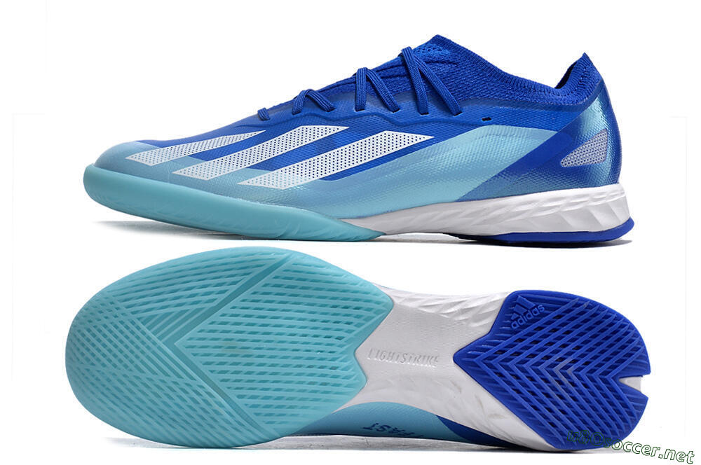 Men's Adidas X Crazyfast.1 IC Football Shoes - Blue/White/Jade 1