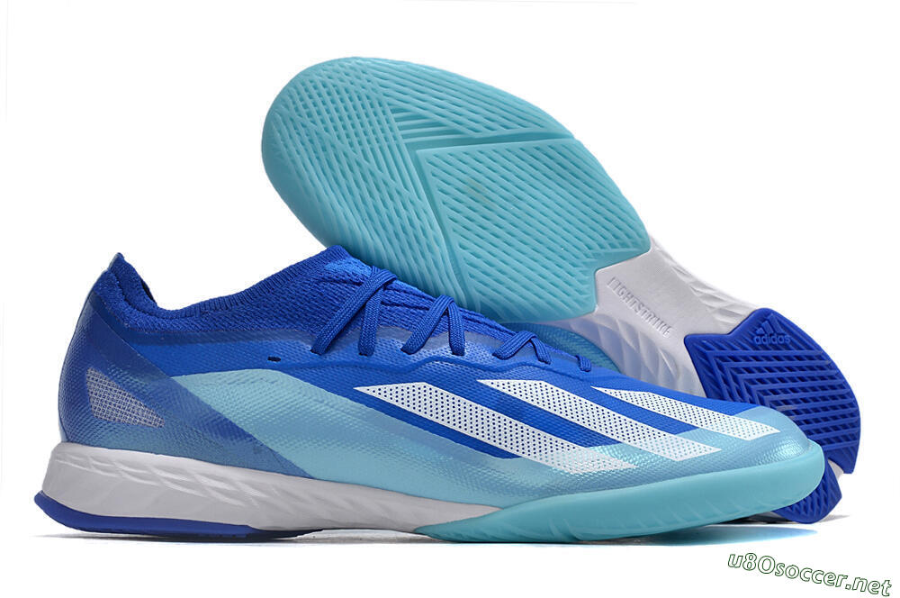 Men's Adidas X Crazyfast.1 IC Football Shoes - Blue/White/Jade 2