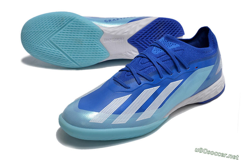 Men's Adidas X Crazyfast.1 IC Football Shoes - Blue/White/Jade 3