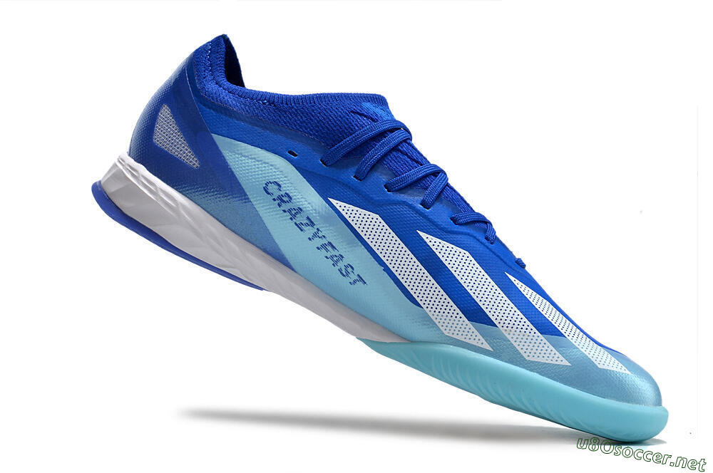 Men's Adidas X Crazyfast.1 IC Football Shoes - Blue/White/Jade 4