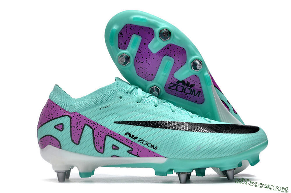 Men's Nike Air Zoom Mercurial Vapor 15 Elite SG Football Boots - Turquoise/Black/White/Purple 2