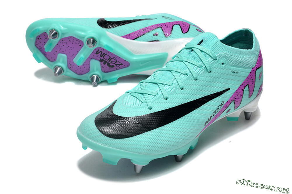 Men's Nike Air Zoom Mercurial Vapor 15 Elite SG Football Boots - Turquoise/Black/White/Purple 3