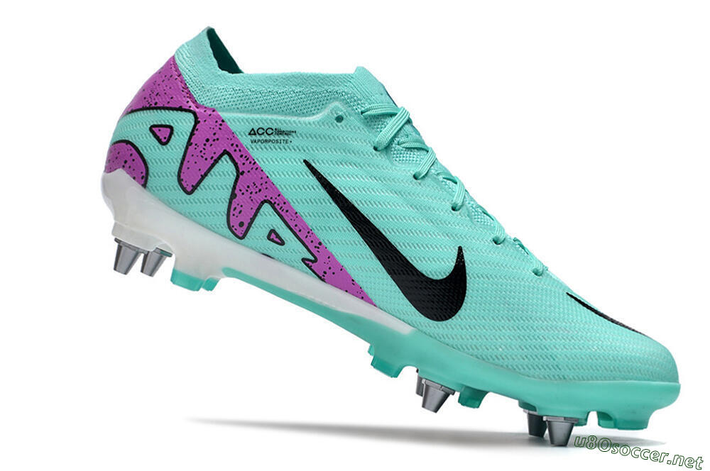 Men's Nike Air Zoom Mercurial Vapor 15 Elite SG Football Boots - Turquoise/Black/White/Purple 4
