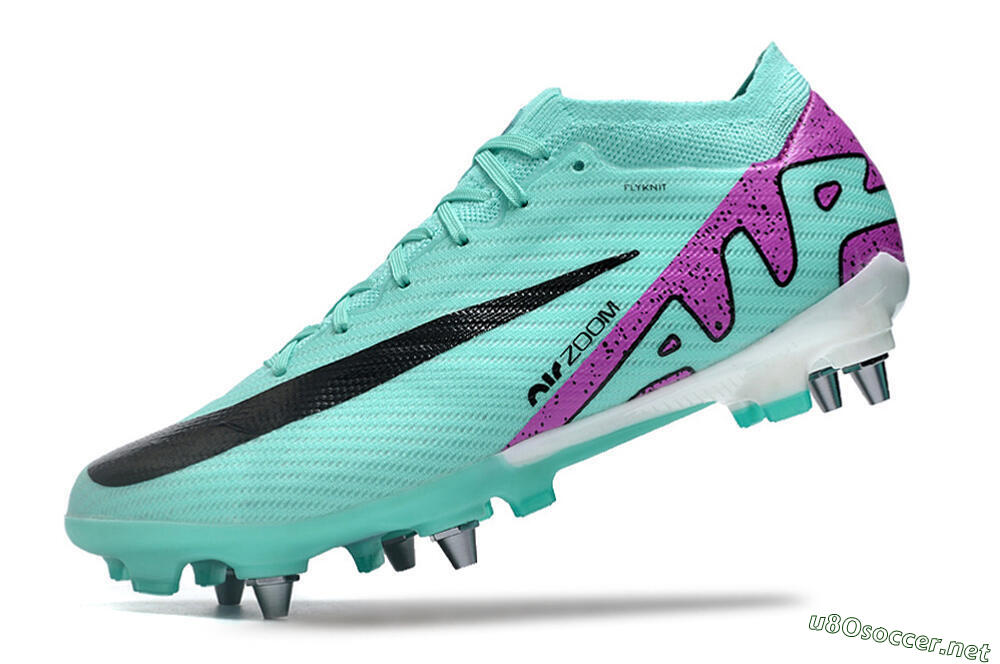 Men's Nike Air Zoom Mercurial Vapor 15 Elite SG Football Boots - Turquoise/Black/White/Purple 5