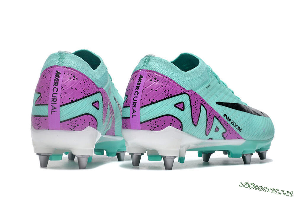 Men's Nike Air Zoom Mercurial Vapor 15 Elite SG Football Boots - Turquoise/Black/White/Purple 6