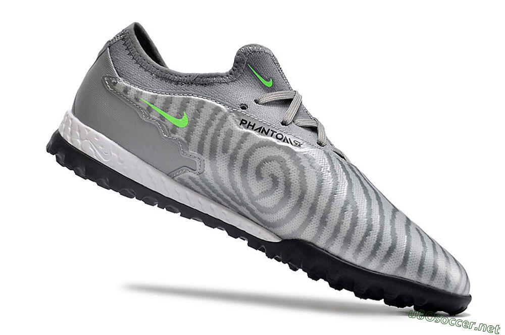 Men's Nike React Phantom GX Pro TF Football Shoes - Silver/Grey/Black 4