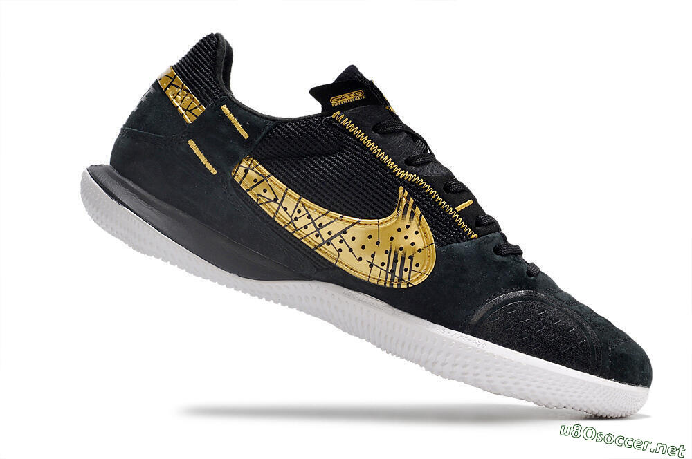 Men's Nike Street Gato IC Football Shoes - Black/Gold/White 4