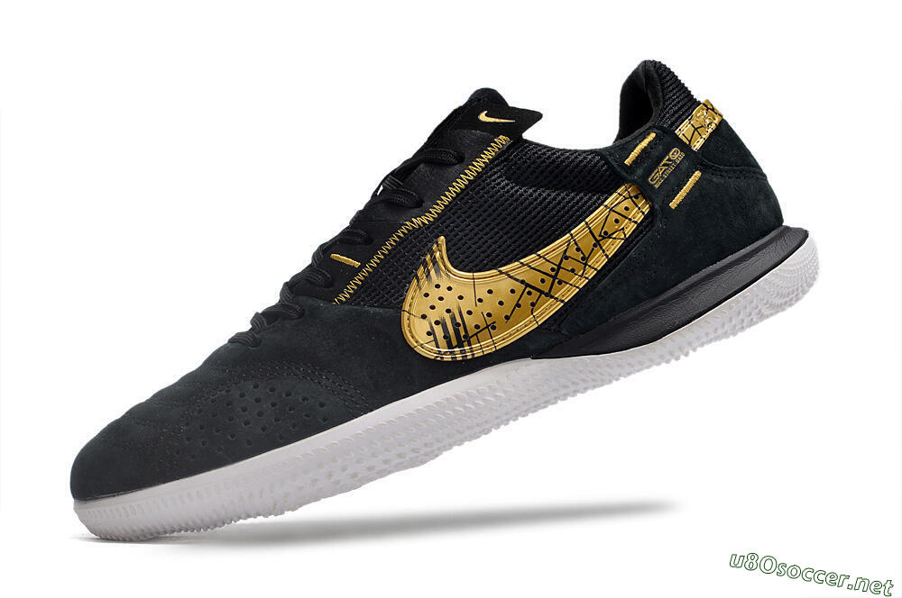 Men's Nike Street Gato IC Football Shoes - Black/Gold/White 5