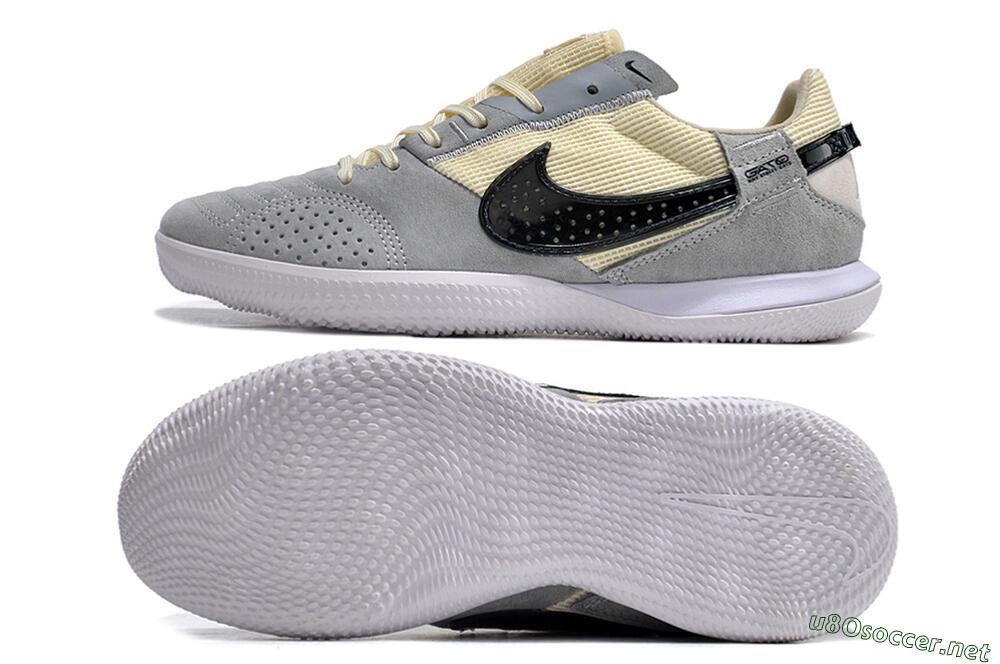 Men's Nike Street Gato IC Football Shoes - Grey/Beige/Black/White 1