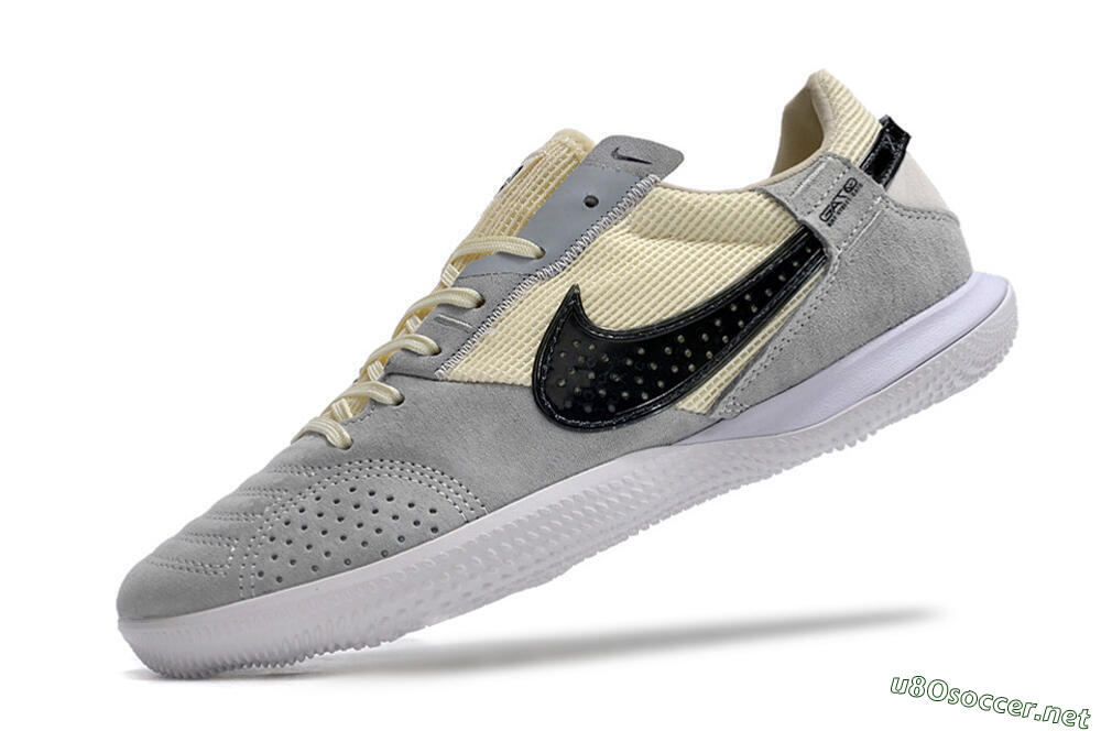 Men's Nike Street Gato IC Football Shoes - Grey/Beige/Black/White 5