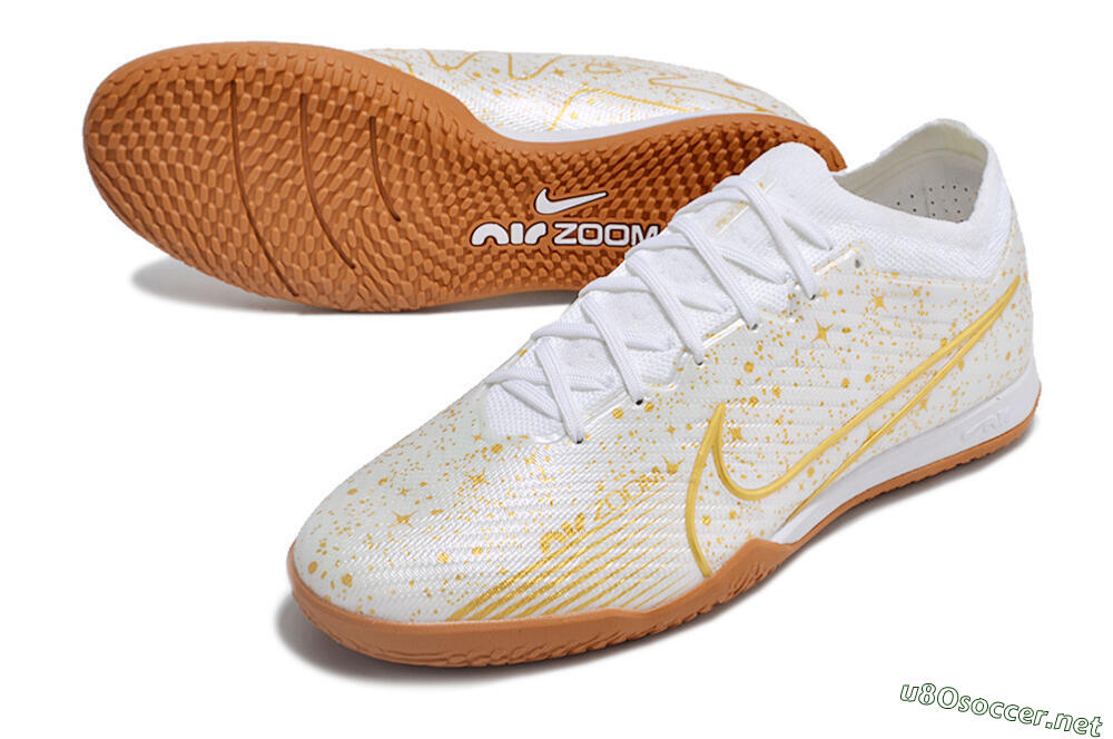 Men's Nike Air Zoom Mercurial Vapor 15 Elite IC Football Shoes - White/Gold/Brown 3