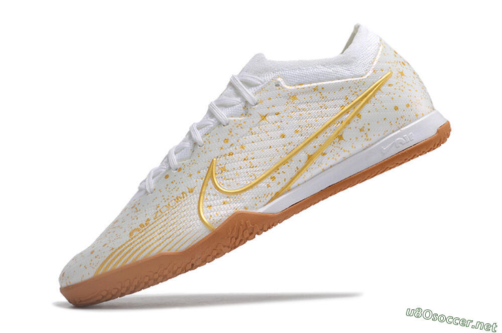 Men's Nike Air Zoom Mercurial Vapor 15 Elite IC Football Shoes - White/Gold/Brown 5